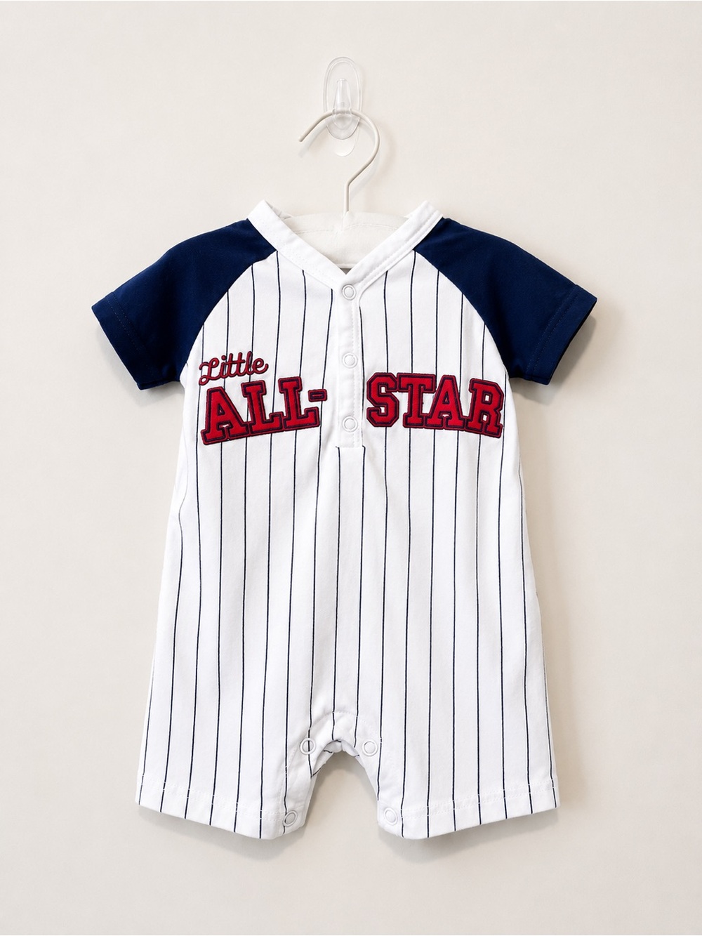 Carter's White Navy Red "Little All-Star" Pinstripe One-Piece